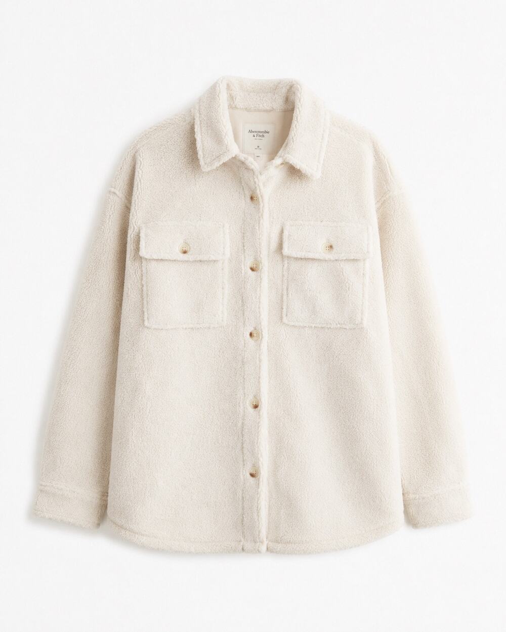NWT Abercrombie & Fitch Sherpa Shirt Jacket Shacket Ivory Cream XL